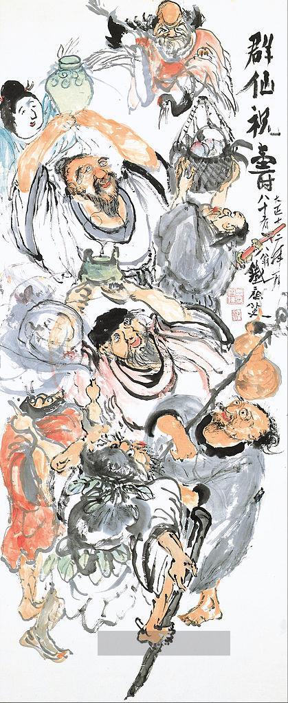 Taoistische Unsterbliche, die Langlebigkeit von 1923 Tomioka Tessai Japanisch feiern Ölgemälde